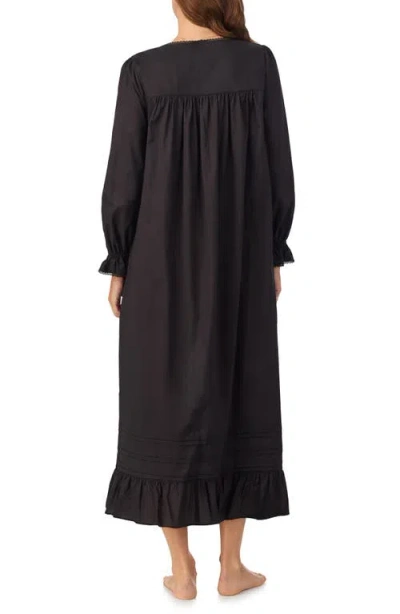 Eileen West Long Sleeve Cotton Lawn Ballet Nightgown In Black