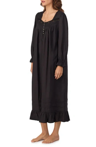 Eileen West Long Sleeve Cotton Lawn Ballet Nightgown In Black