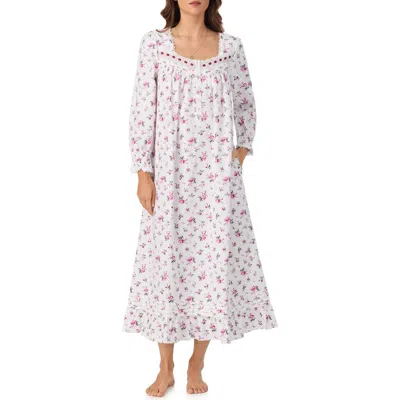 Eileen West Long Sleeve Cotton Flannel Waltz Nightgown In Multi