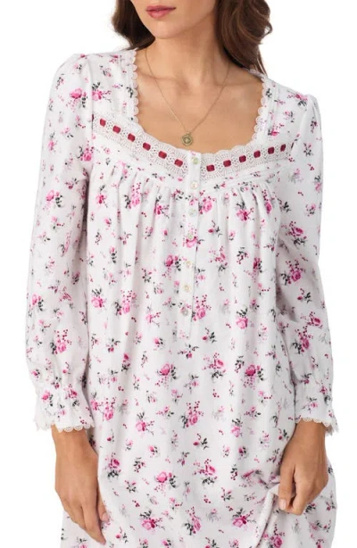 Eileen West Long Sleeve Cotton Flannel Waltz Nightgown In Multi