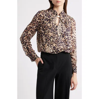 Elie Tahari The Minnie Leopard Print Top In Multi