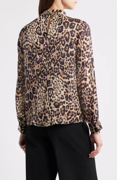 Elie Tahari The Minnie Leopard Print Top In Multi