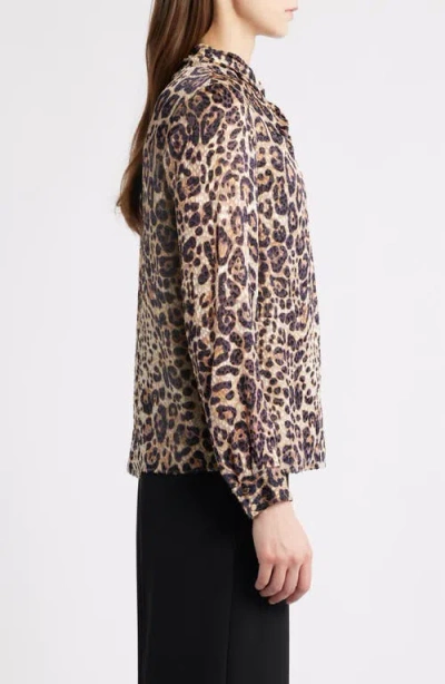 Elie Tahari The Minnie Leopard Print Top In Multi