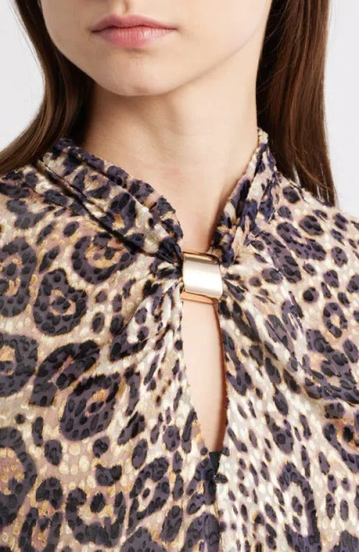 Elie Tahari The Minnie Leopard Print Top In Multi