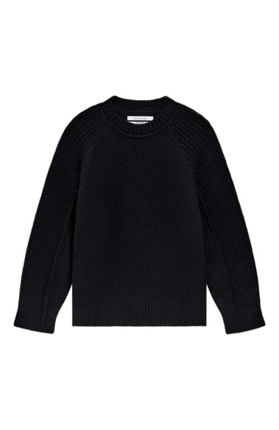 Another Tomorrow Oversized Luxe Crewneck In Black