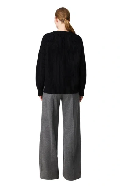 Another Tomorrow Oversized Luxe Crewneck In Black