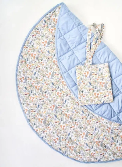 Timo & Violet Foxy Forest Play Mat And Tote In White