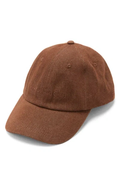 Mango Cotton Cap With Embroidered Slogan Brown In Brown