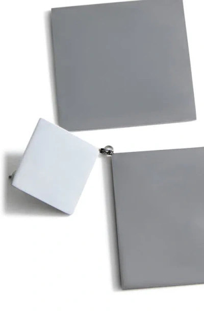 Mango Geometric Drop Earrings In Gray