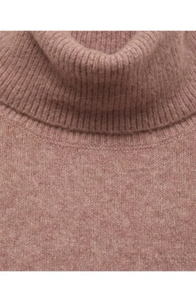 Mango Turtleneck Knit Sweater Medium Brown In Brown