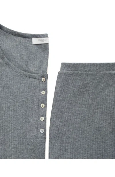 Mango Rib Pajama Pants In Gray