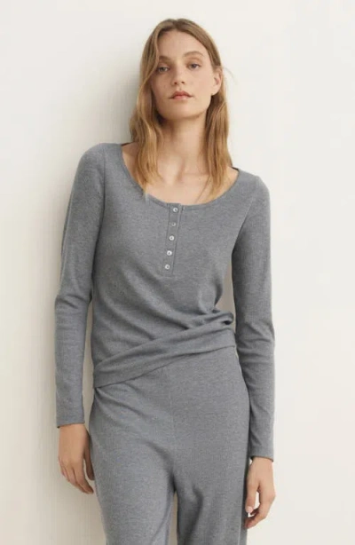 Mango Rib Pajama Pants In Gray