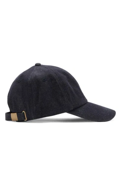 Mango Cotton Cap With Embroidered Slogan Dark Blue In Blue