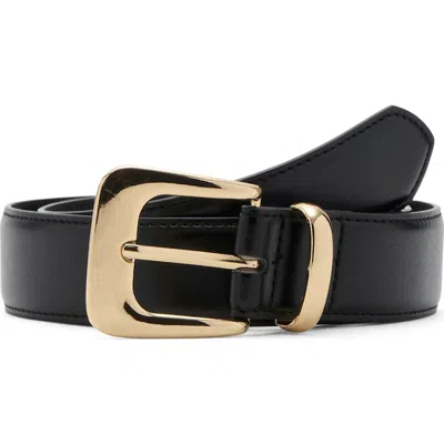 Mango Faux Leather Belt In Black
