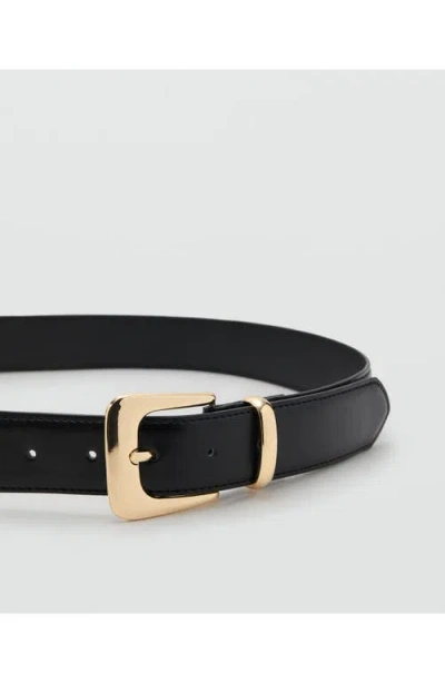 Mango Faux Leather Belt In Black