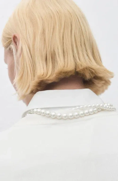 Mango Faux Pearl Double Strand Necklace In White