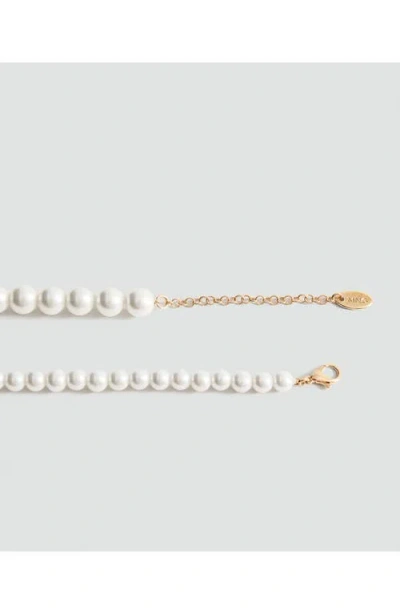 Mango Faux Pearl Double Strand Necklace In White