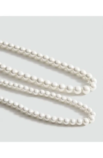 Mango Faux Pearl Double Strand Necklace In White