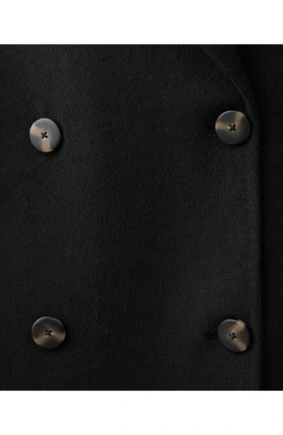 Mango Picarol Double Breasted Wool Blend Coat In Black