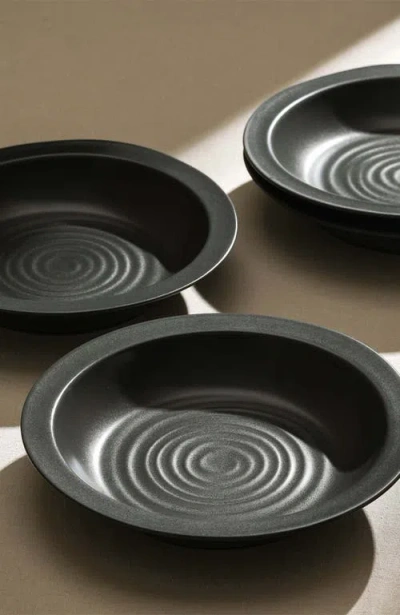 Stone Lain Orbit Stoneware 12-piece Dinnerware Set With Pasta Bowls In Black