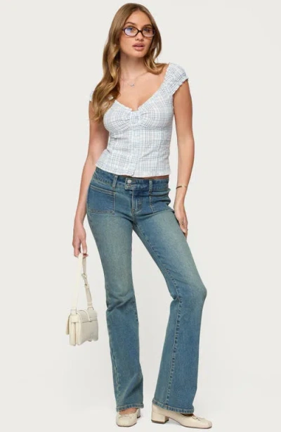 Edikted Dolsy Plaid Cotton Blend Top In Multi