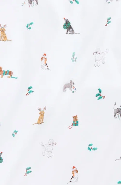 Petite Plume Kids' Jingle Paws Fitted Two-piece Pima Cotton Pajamas In White