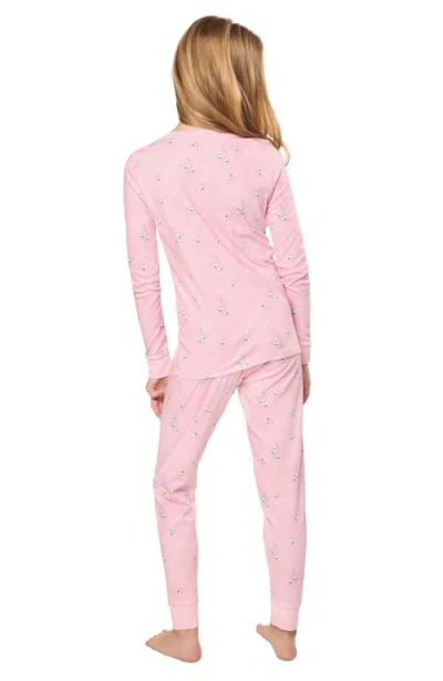 Petite Plume Kids' Winter Skates Fitted Two-piece Pima Cotton Pajamas In Pink