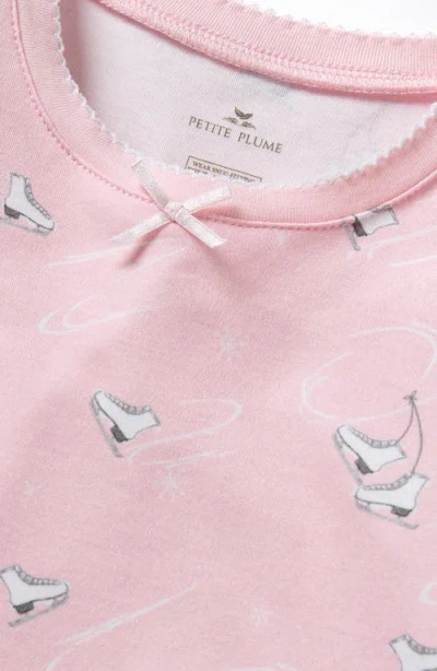 Petite Plume Kids' Winter Skates Fitted Two-piece Pima Cotton Pajamas In Pink