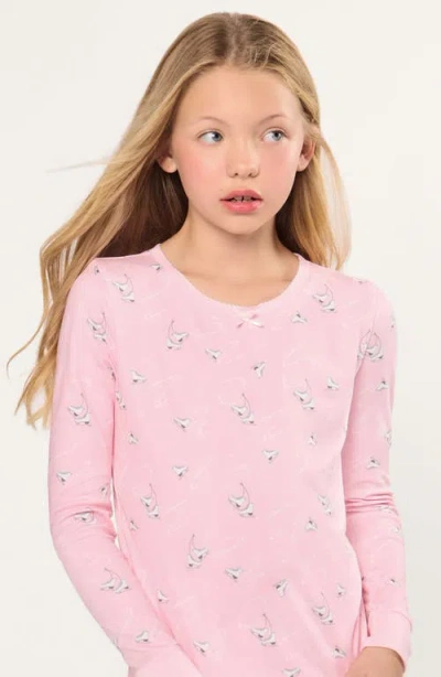 Petite Plume Kids' Winter Skates Fitted Two-piece Pima Cotton Pajamas In Pink