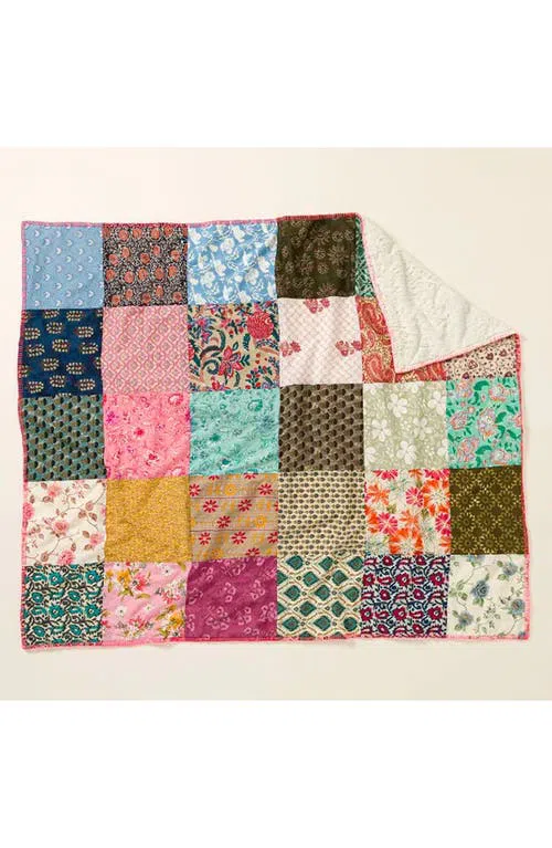 Repurposed Sari Plush Backed Blanket - Thumbnail 5