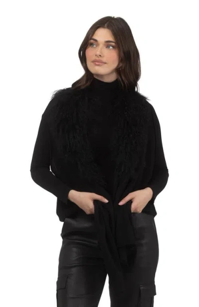 Gorski Select Cashmere And Merino Wool Blend Vest With Select Mongolian Lamb Trim In Black