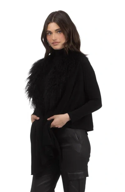 Gorski Select Cashmere And Merino Wool Blend Vest With Select Mongolian Lamb Trim In Black