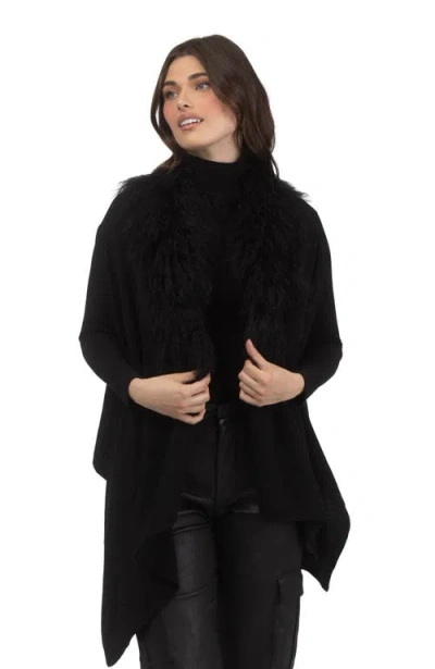 Gorski Select Cashmere And Merino Wool Blend Vest With Select Mongolian Lamb Trim In Black