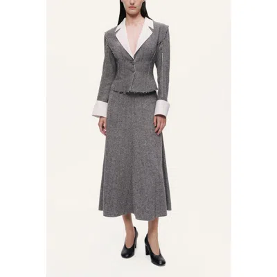 Nocturne Herringbone Pattern Flared Midi Skirt In Multi