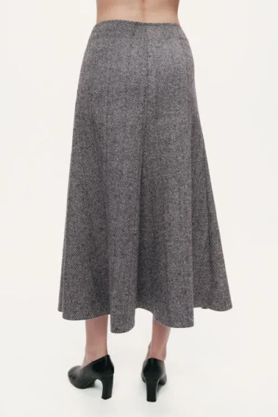 Nocturne Herringbone Pattern Flared Midi Skirt In Multi