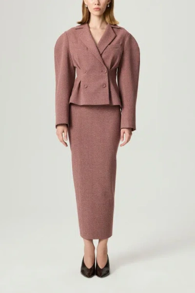 Nocturne Double-breasted Tailored Blazer In Burgundy