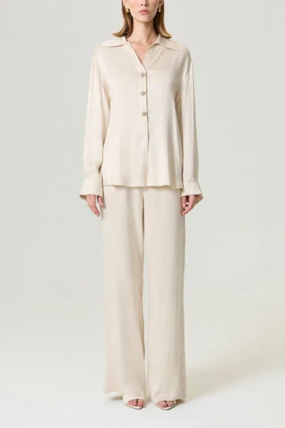 Nocturne Belted Shirt With Statement Buttons In Neutral