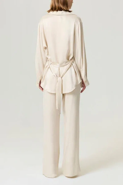 Nocturne Belted Shirt With Statement Buttons In Neutral