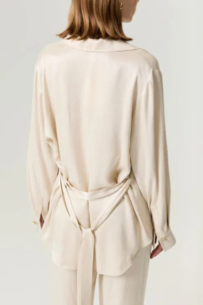 Nocturne Belted Shirt With Statement Buttons In Neutral