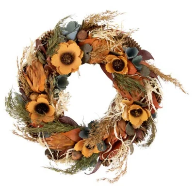 Northlight 12in Sunflower And Straw Artificial Fall Harvest Wreath In Multi