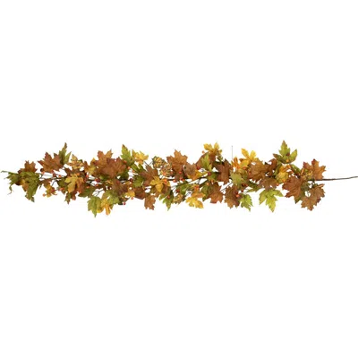 Northlight 5ft X 8in Maple Leaf And Berry Unlit Thanksgiving Indoor Garland In Brown