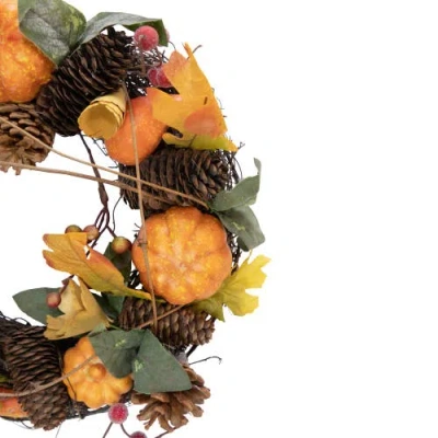 Northlight Pumpkin And Pinecone Fall Harvest Wreath In Multi