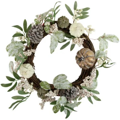 Northlight 20" Pumpkin And Berries With Pinecones Artificial Fall Harvest Twig Wreath, 20-inch, Unli In Multi