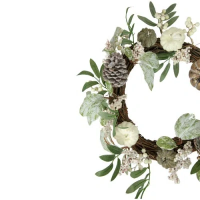 Northlight 20" Pumpkin And Berries With Pinecones Artificial Fall Harvest Twig Wreath, 20-inch, Unli In Multi