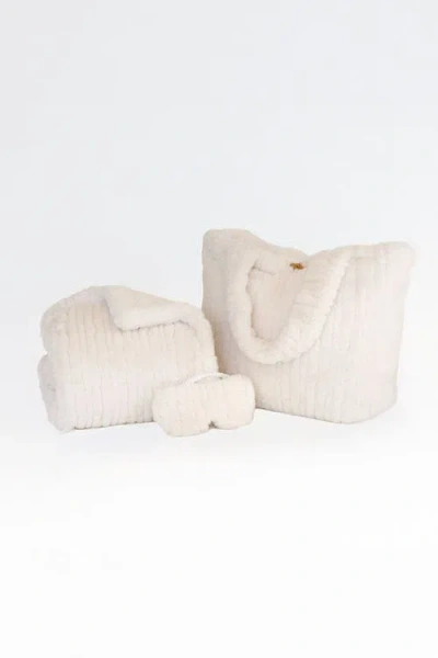 Sea To Me Blankets Luxury Travel Trio Tote, Blanket, And Eye Mask In White