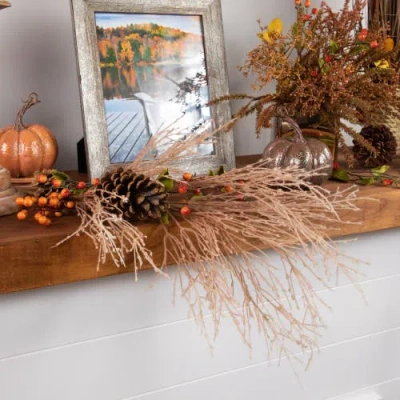 Northlight 35in Flocked Fountain Grass Fall Harvest Spray Artificial Plant In Neutral