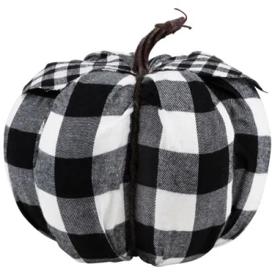 Northlight Buffalo Plaid Fall Harvest Pumpkin In Black