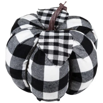 Northlight Buffalo Plaid Fall Harvest Pumpkin In Black