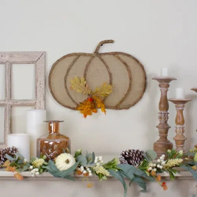 Northlight 19in Burlap And Vine Pumpkin Wall Decal In Brown