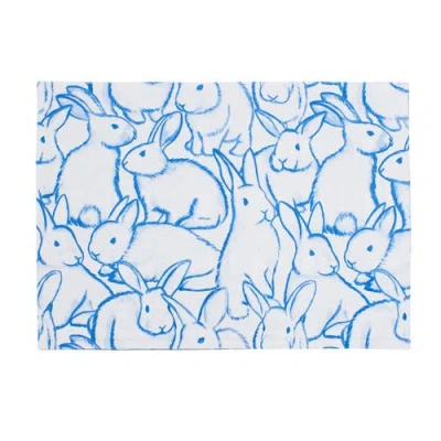 C & F Home C&f Home Blue Bunny Rabbits Easter Spring Cotton Single Placemats Set Of 6, 14" X 20" In Blue